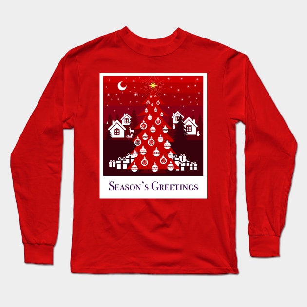 Season’s Greetings, small Finnish  village celebrating Christmas Long Sleeve T-Shirt by marina63